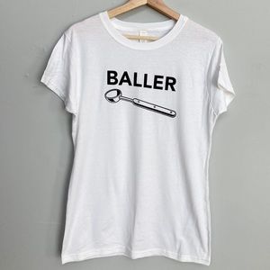 Baller white graphic tee